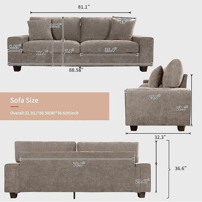 DOPEDIO Modern Loveseat Sofa for Living Room, Chenille Recliner, Removable Cover - Image 2