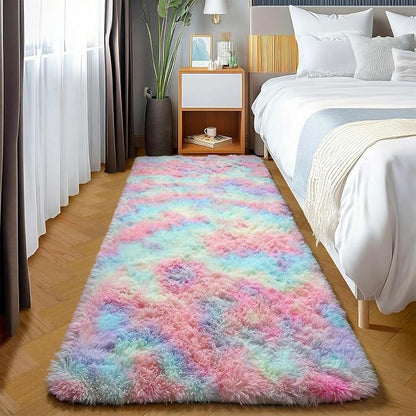 Rainbow Runner Rugs for Girls Bedroom Living Room, 2x6 Fluffy Soft Area Rug | by ONASAR
