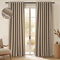 Topfinel 100 Inch Long Black Out Burlap Custom Curtains, Taupe Greige Tweed by Topfinel