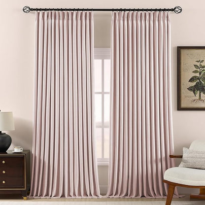 Pinch Pleated Linen Curtains 100% Blackout 102 Inches Long by AUSSPVOCT