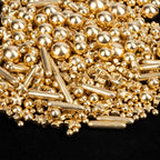 Twisweet Gold Pearl Star Rods Sprinkles for Cake Decorating, Edible Sugar Pearls for Baking, Mix Size Cake Topper Ice Cream Cupcake Cookie Dessert Decorations, Wedding Valentines Birthday Christmas Easter Mother's Day Supplies (130g/4.58oz)