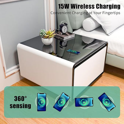 LUMISOL Smart Side Table with Built-in Fridge, Wireless Charging, Temperature - Image 8