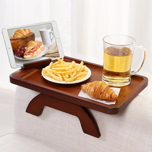 SINWANT Couch Arm Tray, Bamboo Couch Arm Table by SINWANT