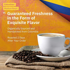 Colombian Medellín Coffee Beans - Single Origin Medium Roast Coffee Beans, Freshly Roasted To Order Organic Whole Bean Coffee, Specialty Grade, Fair Trade and Non-GMO, Chocolate & Berry Notes - 5LB