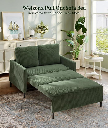 Welzona 47.2" Convertible Sofa Bed Couch, Comfy Corduroy Loveseat Sleeper Sofa - Image 6