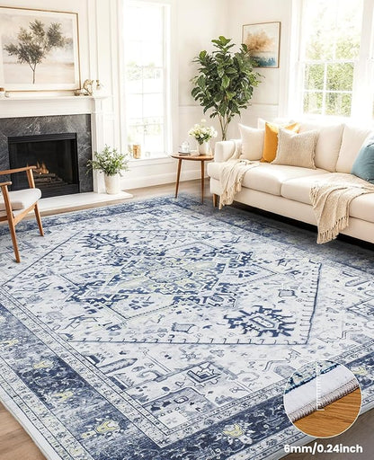 AMADA HOMEFURNISHING Washable Area Rug, Low-Profile Large Area Rug - Image 4