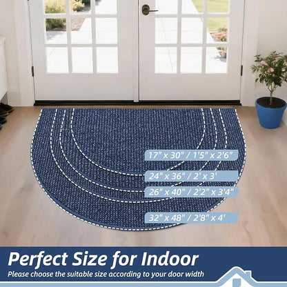 BEQHAUSE Dirt Trapper Door Mat 24" x 36" Half Circle Non Slip Rugs, Absorbent - Image 2
