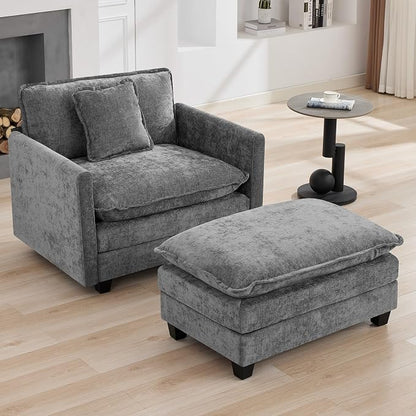 35‘’ Modern Chenille Cloud Sofa Ottoman, Rectangle Ottoman - Image 6