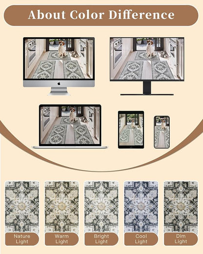 Madane Washable Kitchen Rug Set of 3 Small Area Rugs Non-Slip - Image 9
