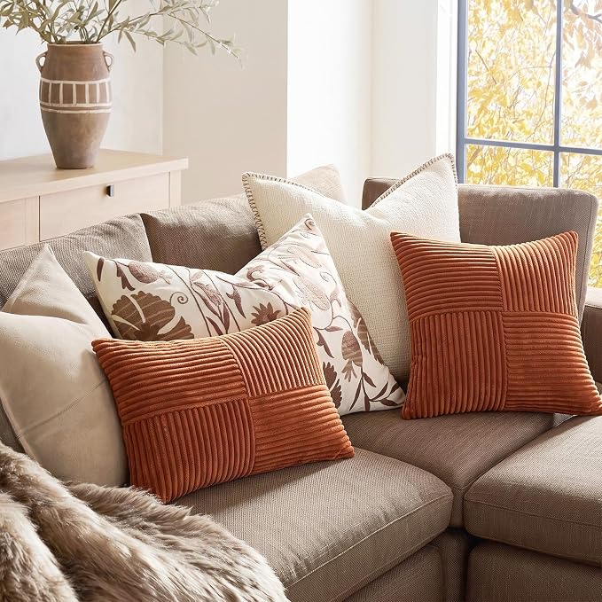 Fancy Homi 2 Packs Rust Euro Decorative Throw Pillow Covers 28x28 Inch - Image 5