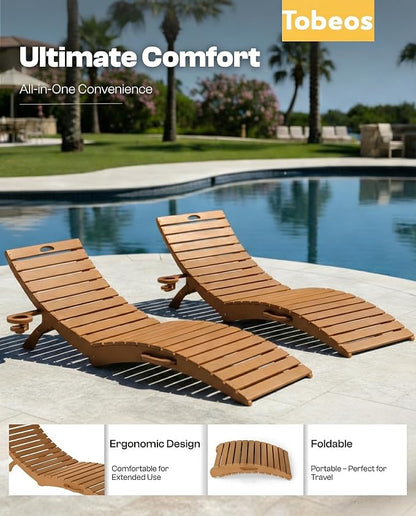 Folding HDPE Pool Lounge Chairs Set of 6, Pre-Assembled Outdoor Chaise Lounge - Image 4