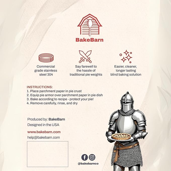 Pie Armor, Universal Fit Pie Weight for 7-10 inch Pies, Durable Alternative to Traditional Ceramic Pie Weights, 100% Stainless Steel 304