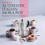 Mixpresso 3 Cup Moka Pot Cuban Coffee Maker, Moka Pot for Gas, Electric Stove Top, Classic Italian Coffee Maker, Stovetop Espresso Maker, Camping Pot Makes 3 Espresso Cup 5 Oz