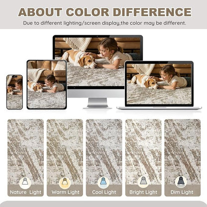 DMOYEST 5x7 Washable Area Rug: Abstract Modern Non-Slip Carpet, Soft Low Pile - Image 8