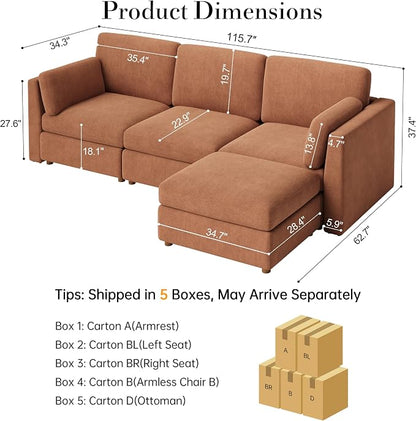 116'' Oversized Modular Sectional Sofa - Image 2