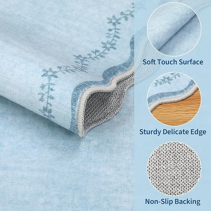 GarveeHome 2x6 Scalloped Washable Runner Rug Non Slip Hallway Kitchen Rug | - Image 4