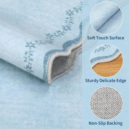 GarveeHome 2x6 Scalloped Washable Runner Rug Non Slip Hallway Kitchen Rug | - Image 4