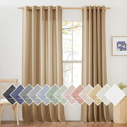 NICETOWN Sheer Linen Curtains Flax Texture 96 inch Long by NICETOWN