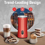 Electric Milk Frother, 4-in-1 Milk Steamer and Frother, 8.1oz/240ml Automatic Warm and Cold Foam Maker, Auto Shut-Off Frother for Coffee, Latte, Cappuccino, Macchiato(Rose)