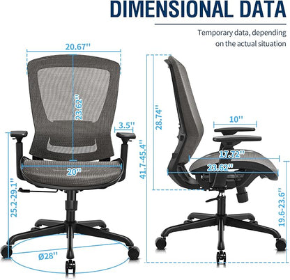 ELABEST T96 Mesh Office Chair, Ergonomic Computer Desk Chair, Sturdy Task - Image 3