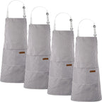 Handepo 4 Pcs Kitchen Cooking Aprons with Pockets Adjustable Waterproof Baking Apron for Women Men, Chef,BBQ, Christmas Gift