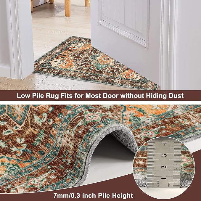 Yamaziot Washable Runner Rug, 3x14 Non-Slip Boho Hallway Kitchen Rug | Stain - Image 3