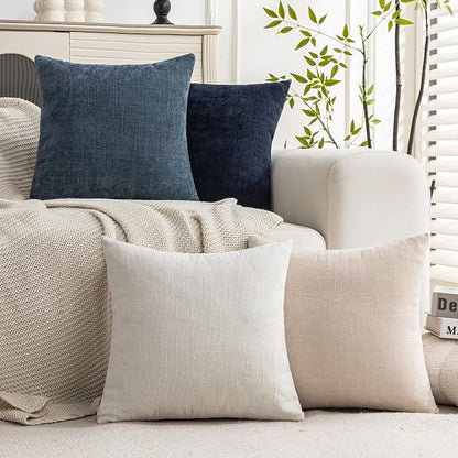 Set of 4 Soft Textured Decorative Throw Pillow Covers 18x18 Inch Cozy Farmhouse - Image 2