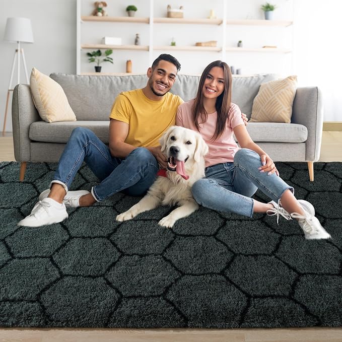 Noahas 5x7 Dark Grey Fluffy Soft Area Rug Non-Slip - Image 4
