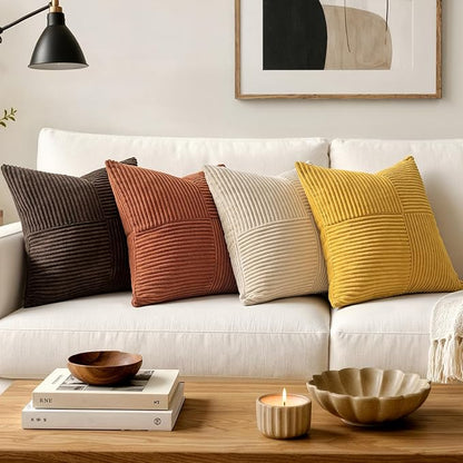 MIULEE Mustard Yellow Decorative Euro Sham Pillow Covers 24x24 Inch 2 Pack | - Image 4