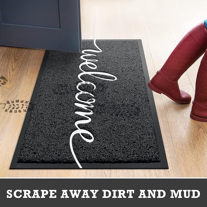 Black Door Mat Welcome Mats Outdoor Indoor Doormat - Image 6