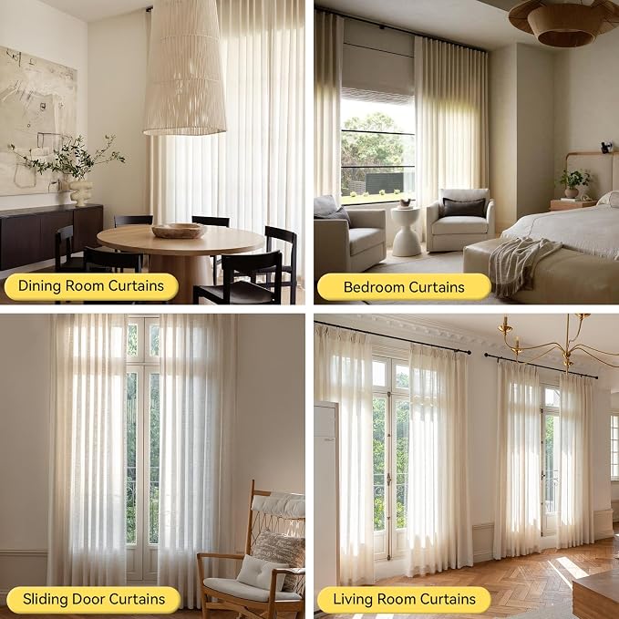 Liz Sheer Pinch Pleated Linen Curtains 90 Inches Long - Image 4