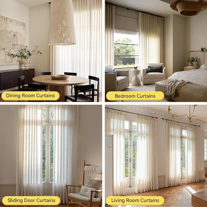 Liz Sheer Pinch Pleated Linen Curtains 90 Inches Long - Image 4
