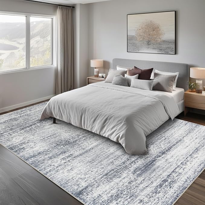 8x10 Washable Area Rugs for Living Room, Dining Room | Minimal, Ultra Soft Faux - Image 7