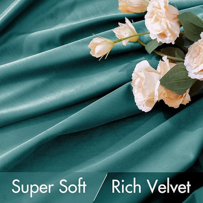 MIULEE Teal Velvet Curtains 52x84 inches 2 Panels Luxury Blackout Curtains | - Image 4