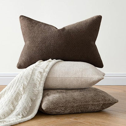 MIULEE Decorative Lumbar Throw Pillow Covers 12x20 Inch Dark Brown 2 Pack | - Image 3