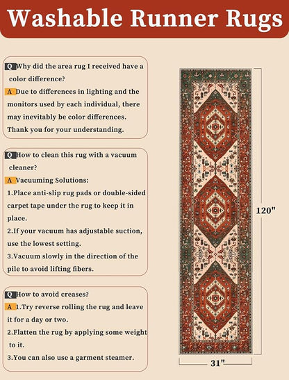 SERISSA 2'6"x10' Washable Non Slip Boho Runner Rug - Image 2