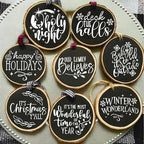 30 Pcs Christmas Stencils for Painting on Wood 4 Inch Reusable Small Christmas Ornament Stencil for DIY Crafts Ornament Wood Card Paper Fabric (30 Words)