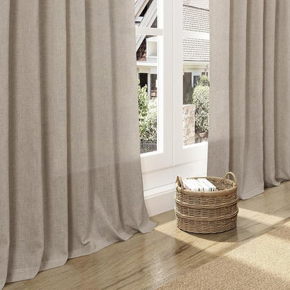 Living Room Curtains 63 Inch Length Linen Blend Cobblestone Light Filtering - Image 5
