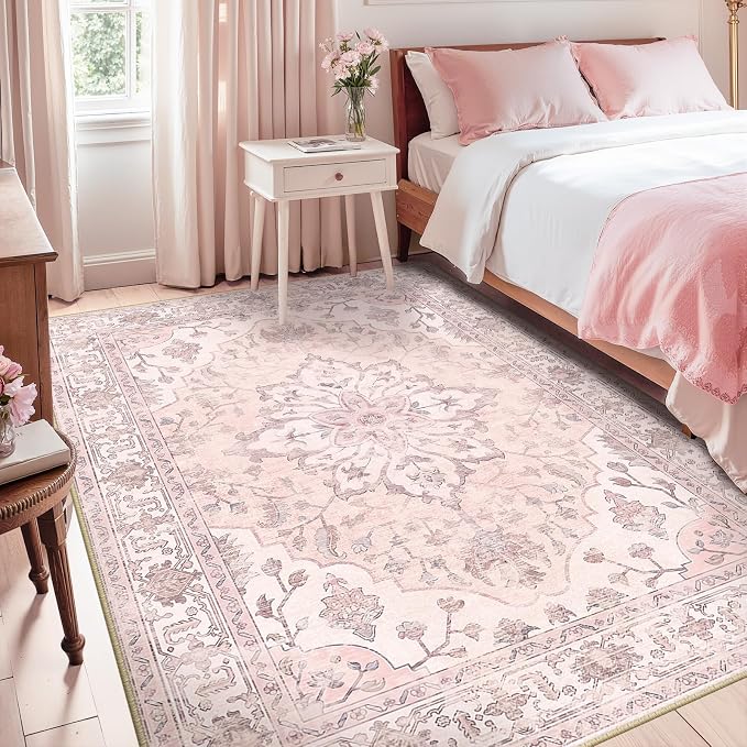 RELEANY Washable Area Rug, Water Repellent, Pet Friendly, Vintage Floral Boho - Image 2