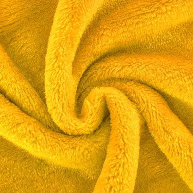 Mustard yellow Fleece Plush Throw Blanket 60"x80"for Couch Fuzzy Cozy | Super - Image 3