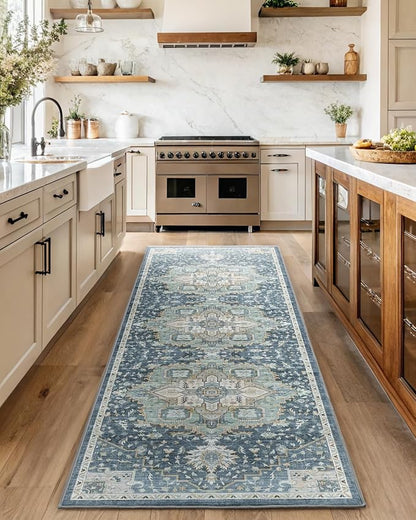AMADA HOMEFURNISHING 2'6"x8' Washable Area Rug, Low-Profile Entryway Rug - Image 3