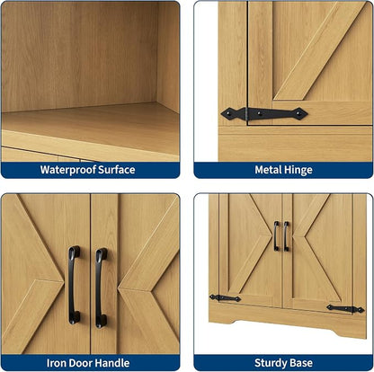 GarveeHome 67" Tall Corner Storage Cabinet, Farmhouse Corner Hutch Display - Image 5