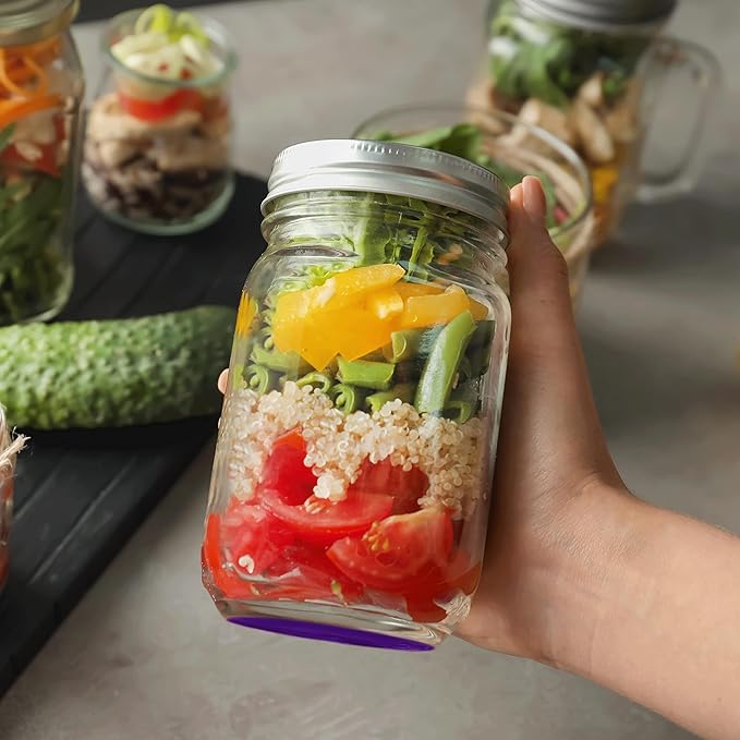 DISCOUNT PROMOS 10 Decorating Mason Jars Set, 12 oz. - Canning, Aluminum Lid - Purple