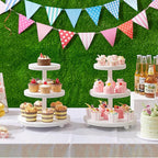 3 Tier Cupcake Stand Round,Wood Cupcake Stand with Beads,Tiered Cake Stand for 24 Cupcakes,Dessert Display Stand,Cupcake Tower for Party, Wedding, Birthday, Home Decor
