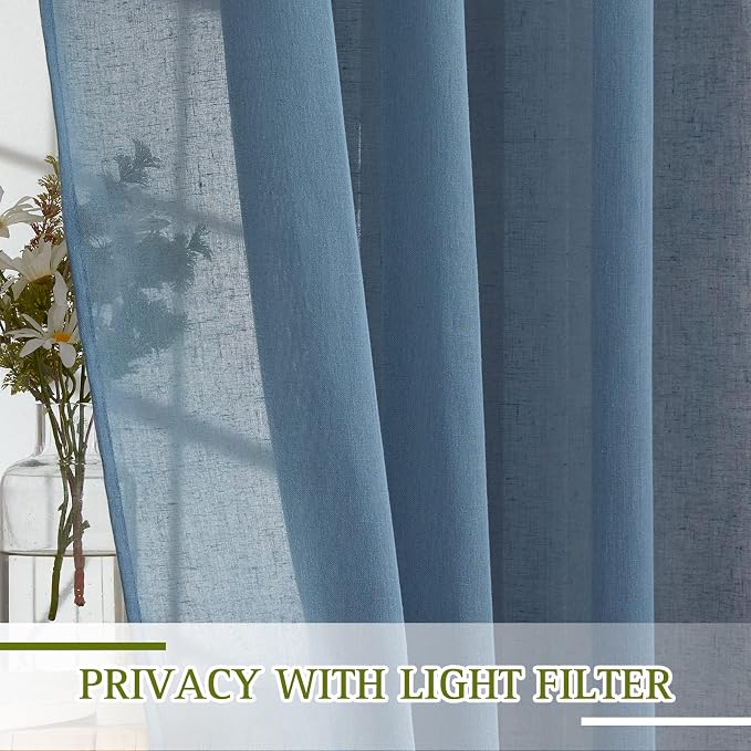 NICETOWN Flax Linen Sheer Curtains - Image 2