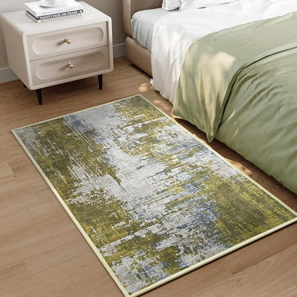 Entrance Rugs Indoor 2x3 Green Entry Rug Washable Abstract Small Area Rug - Image 5