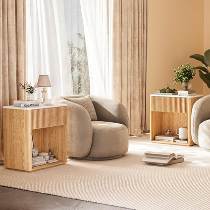 Modern Fluted Nightstand Set of 2 - Image 3