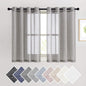 NICETOWN Charcoal Grey Solid Linen Sheer Curtains, Ring Top Thick Flax Light by NICETOWN