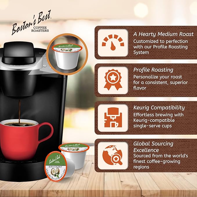Boston’s Best - Aloha Coconut Flavored Delicious Gourmet Coffee Compatible with Keurig Coffee Maker, 1 Count (42 Single Serve Cups)