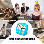 2 Pack Kitchen Timers Loud Ring Digital Timers for Cooking Magnetic Blue